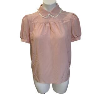 Miu Miu Silk Blouse sz 42 Peter Pan Collar Cottagecore dainty